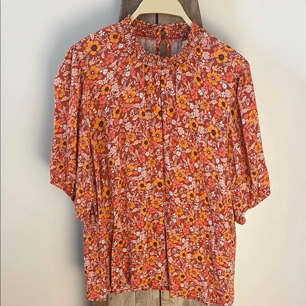 BOHO SMOCKED FLORAL Print Women's Top KNOX